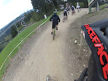 Getting ready for a train at the downhill track.